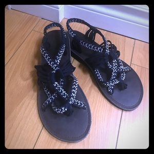 Navy blue & white strap sandals